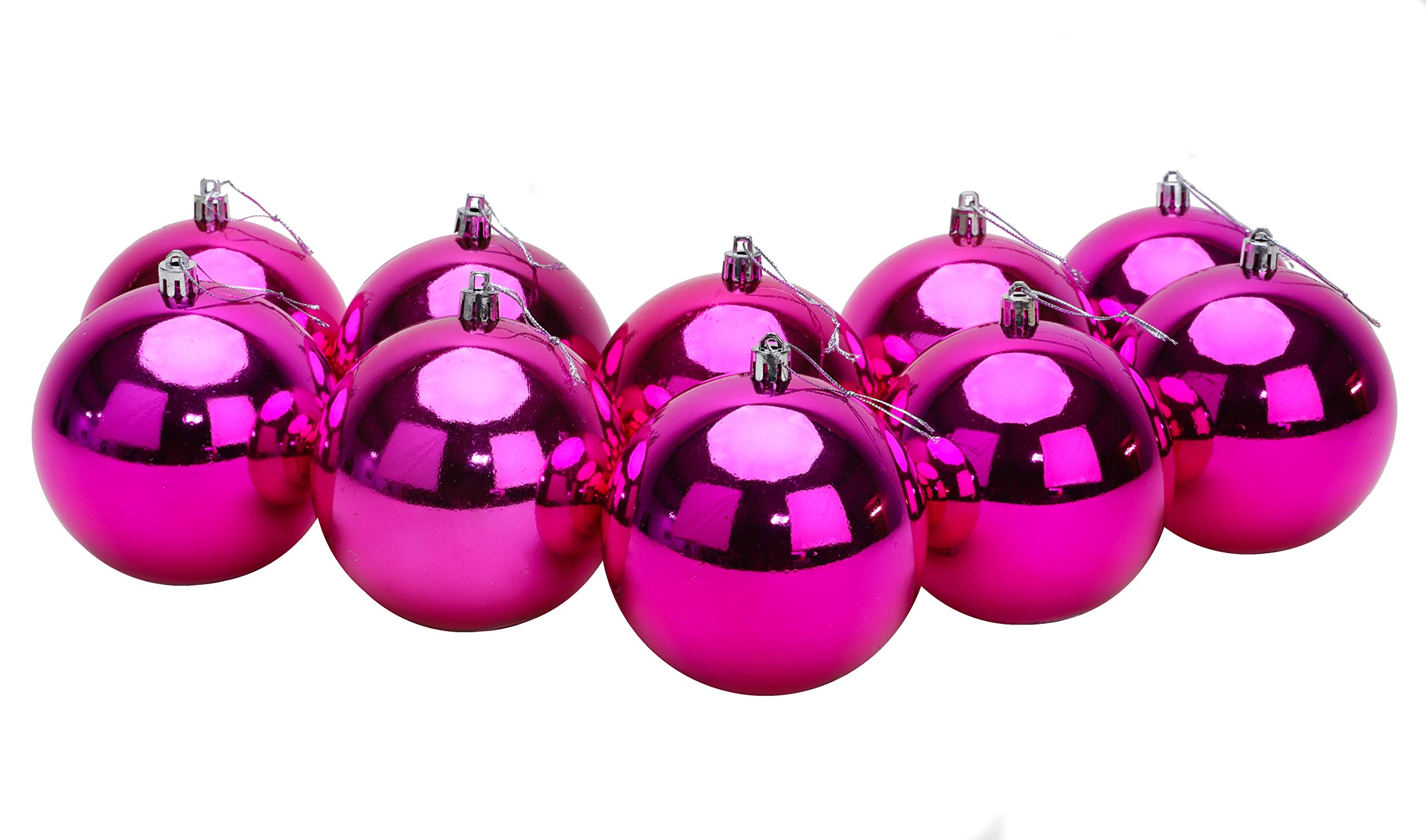 Toyland® Pack of 10 Extra Large Christmas Baubles 100mm - Bright Pink