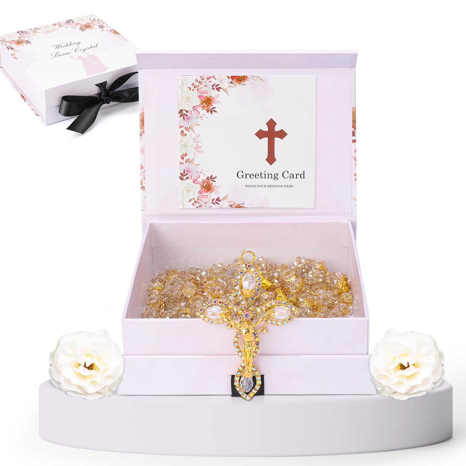 Photo 1 of Taprion Lasso Wedding Rosary - Lazo Para Boda, Bridal Rosary, Golden Cross Wedding Lasso Set - Cross Gift