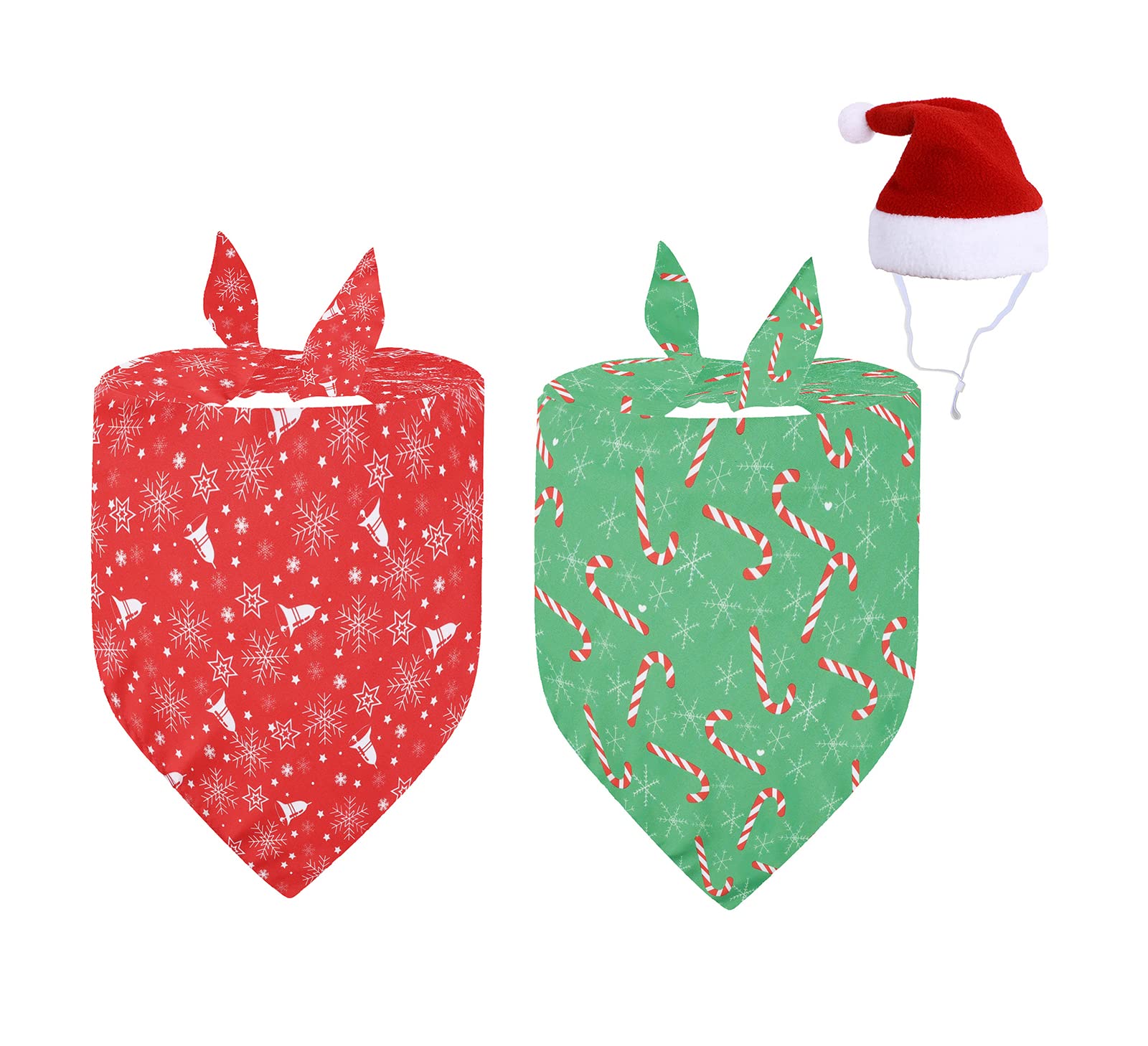 BT Bear Pet Collar, 3PCS Xmas Christmas Dog Bandana Collar Soft Cotton Triangle Bibs Scarfs for Puppy Dogs Cats (Snowflakes+Candy canes)