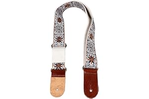 Luqeeg Embroidered Ukulele Strap Stylish Comfortable Nylon Leather Strap for All Ukuleles with Adjustable Length and Leather 