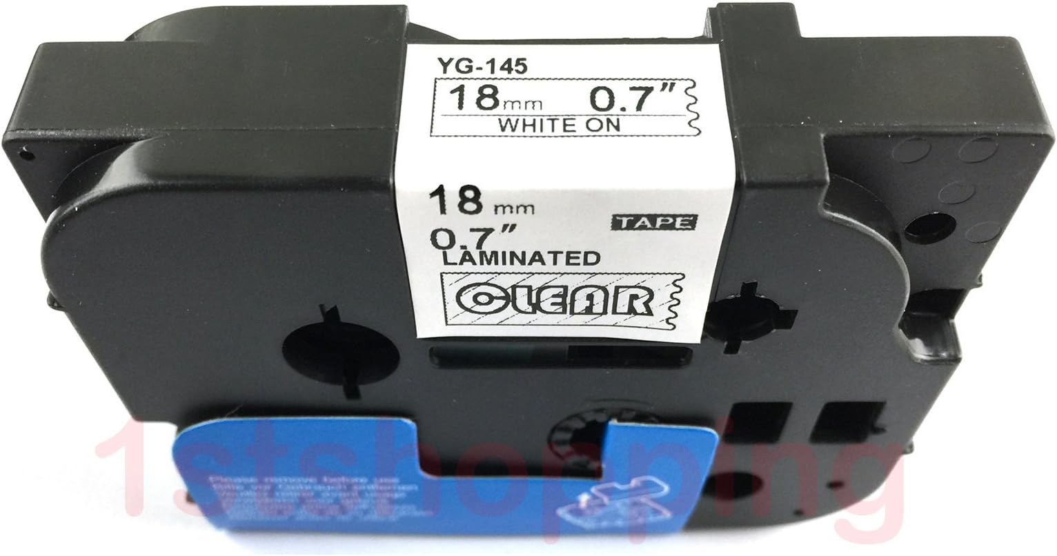 White on Clear Label Tape Compatible for Brother Tz 145 Tze145 18mm P-Touch 8m