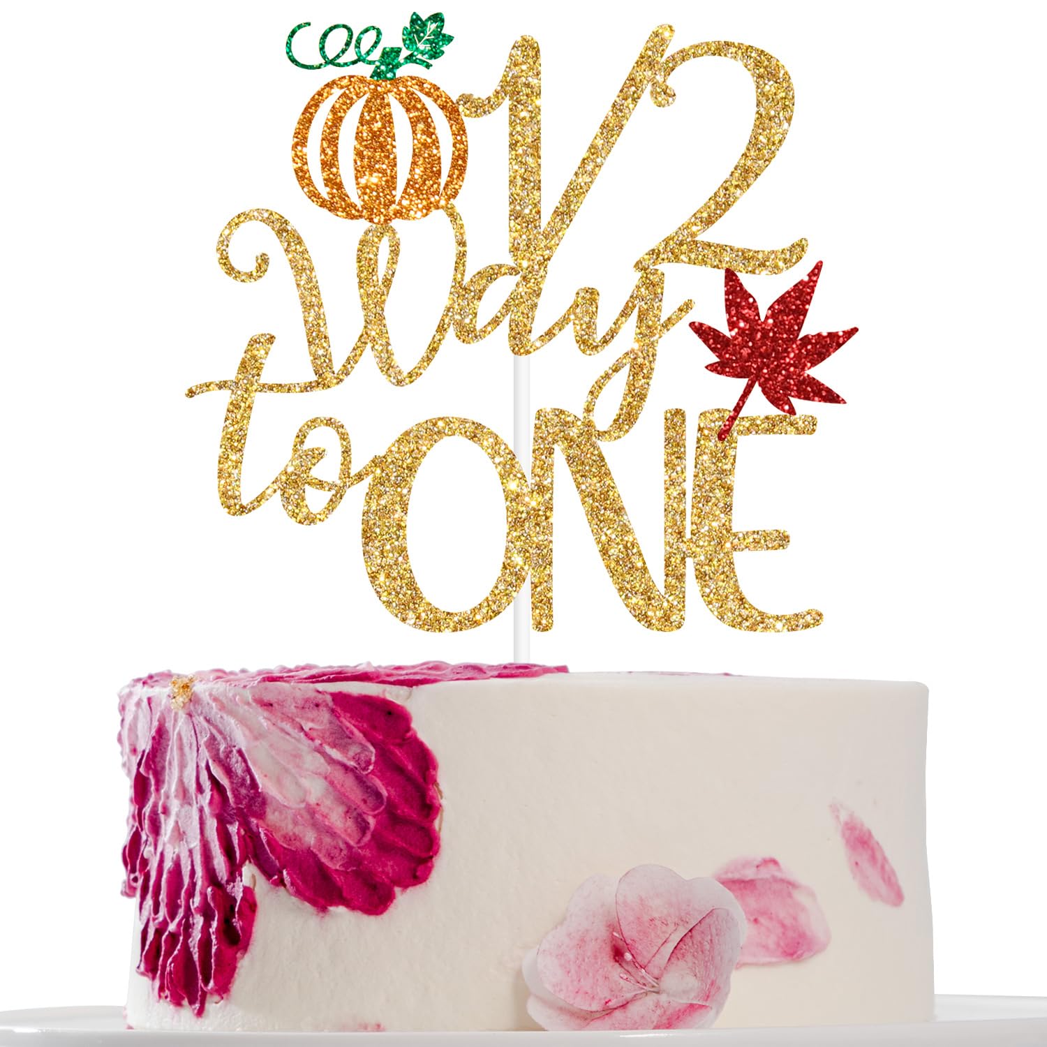 Photo 1 of 1/2 Way to One Cake Topper, Little Pumpkin Half Birthday, Half Way to One, Fall Autumn Pumpkin Themed 6 Months Birthday Party Decorations Supplies