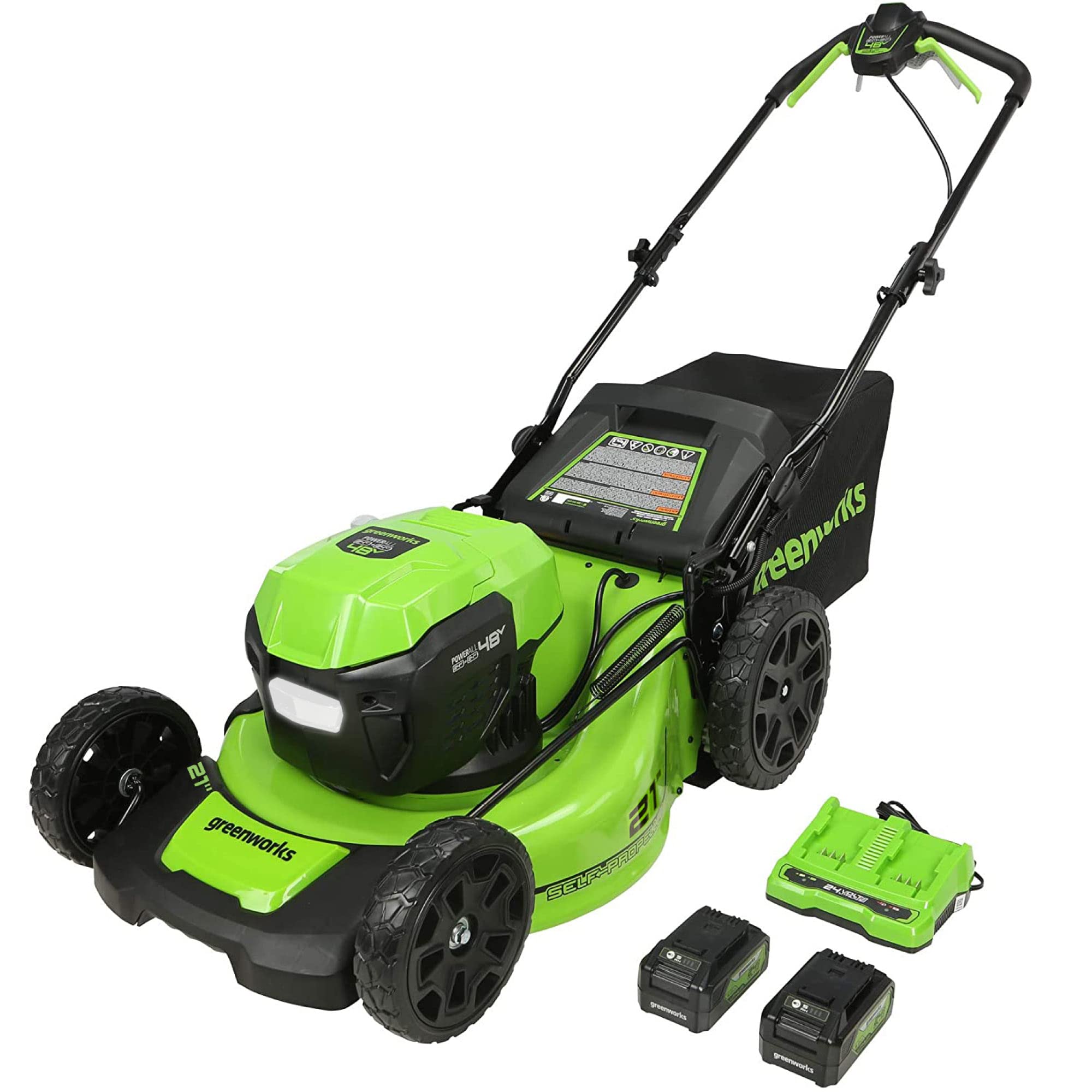 Photo 1 of ***PARTS ONLY***
Greenworks 48V (2 x 24V) 21" Brushless Cordless (Self-Propelled) Lawn Mower (LED Headlight), (2) 5.0Ah Batteries and Dual Port Rapid Charger Included (125+ Compatible Tools)
