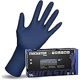 Thickster Powder-Free Exam Grade Latex Disposable Gloves. Size Medium. Blue, 14 mil Thickness, 12" Length. Fully Textured for Superior Grip. Single Use. Pack of 50. (6602-20)