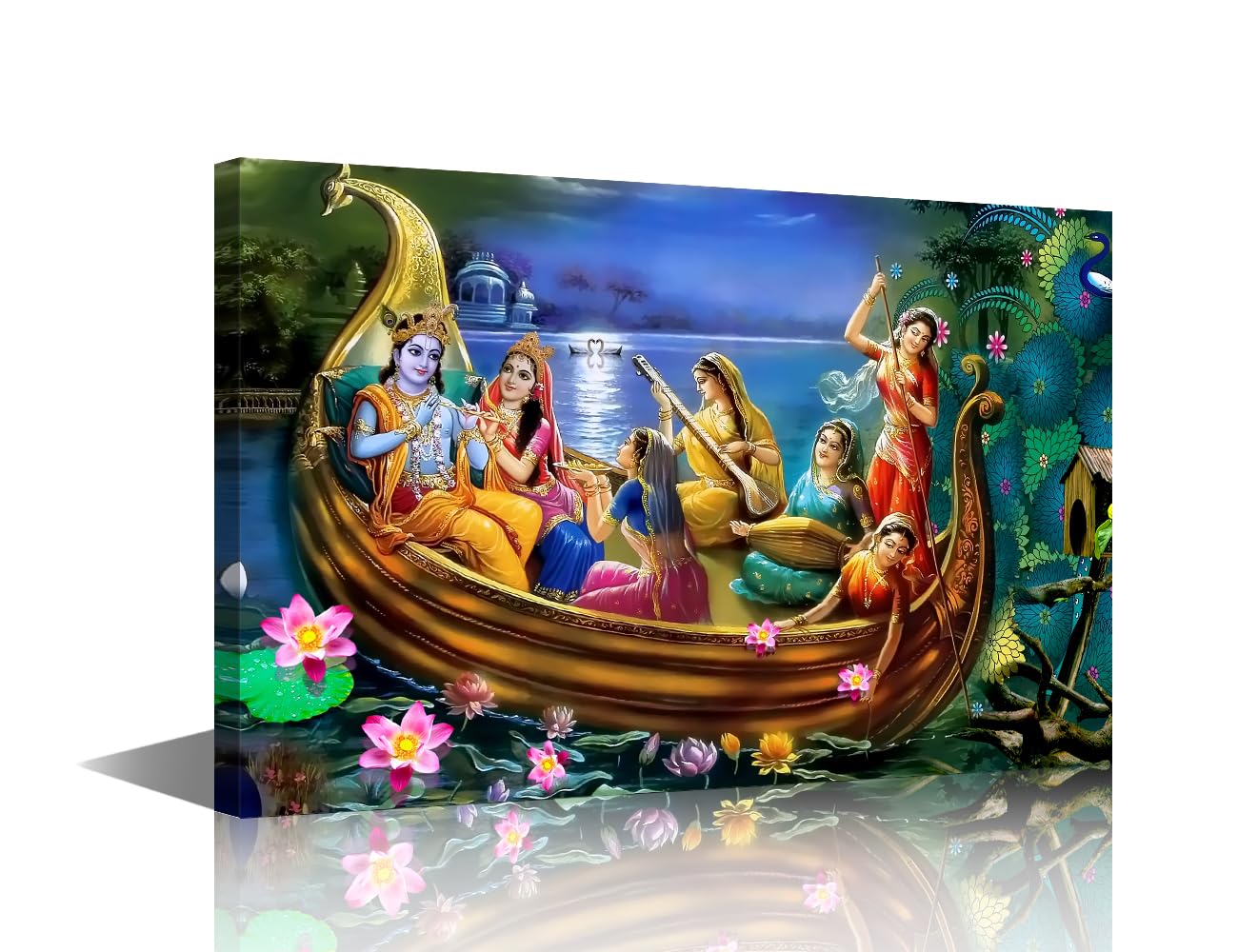 TISHIRON Canvas Wall Art 1 Pieces Hindu God Picture Poster Paintings Wall Art Ganesha India Religious Large Artwork Bedroom Decor Prints for Home Living Room Kitchen Framed Ready to Hang 24x16in