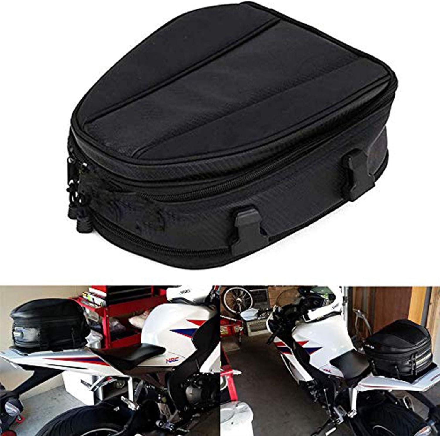 Motorcycle Tail Bag Seat Bag Waterproof Luggage Bag Motorbike Saddle Bags Multifunctional PU Leather Bike Bag Sport Backpack 15 Liters: Automotive