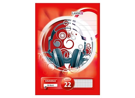 LANDRE 100050447 Arbeitsblock Klausurenblock 5er Pack A4 50 Blatt kariert 80 g/m² gelocht kopfgeleimt Schulblock Arbeitsblätt