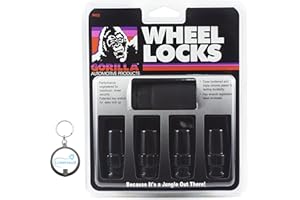 Lumintrail Gorilla Automotive Wheel Lock, 14mm x 1.50 Wheel Locks for Cars with Wheel Lock Key, Set of 4 Locking Lug Nuts, Bl
