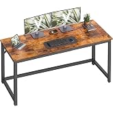 VASAGLE Computer Desk, Steel Frame Gaming Desk for Home Office, 55.1 Inch | Office Desk, Gaming Table For Study, Work, Gaming, Writing, Bedroom, Living Room, Rustic Brown ULWD214K101