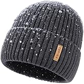 TOP-EX DryKnit™ Waterproof L/XL/XXL Winter Fleece Lined Beanie Hat for Men Women Warm Knit Watch Skull Cap Cold Weather