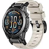 Bandletic Compatible with Garmin Instinct Watch Bands - Stainless Steel Silicone Rugged Strap Quick Fit 22mm Watch Band for Fenix E/8/7/6/5/Forerunner 965/955/945/935/745/Epix 2/Approach S70/S62/S60