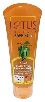 Lotus Herbals Safe Sun 3-In-1 Matte Look Daily Sunblock SPF 40, 100g