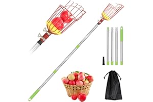 joyhalo Fruit Picker Polel with Basket, 5.5 Ft Apple Picker with Adjustable Stainless Steel Handle, Fruit Picking Basket for Getting Fruits Lemons Apples Guavas Avocados Pears Mangoes Oranges