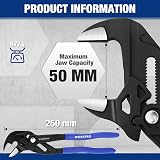 WORKPRO 250 mm Adjustable Pliers Wrench Dual Handle 50 mm Jaw Capacity view 2