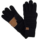 C.C Unisex Cable Knit Inner Lined Anti-Slip Touchscreen Texting Gloves