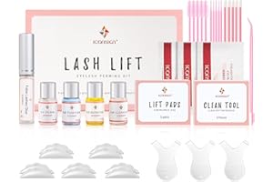 ICONSIGN Lash Lift Kit, Professional Semi-Permanent Curling Eyelash Perm Kit Includes Eye Shields, Pads and Accessories Suitable for Salon & Home Use(Version B)