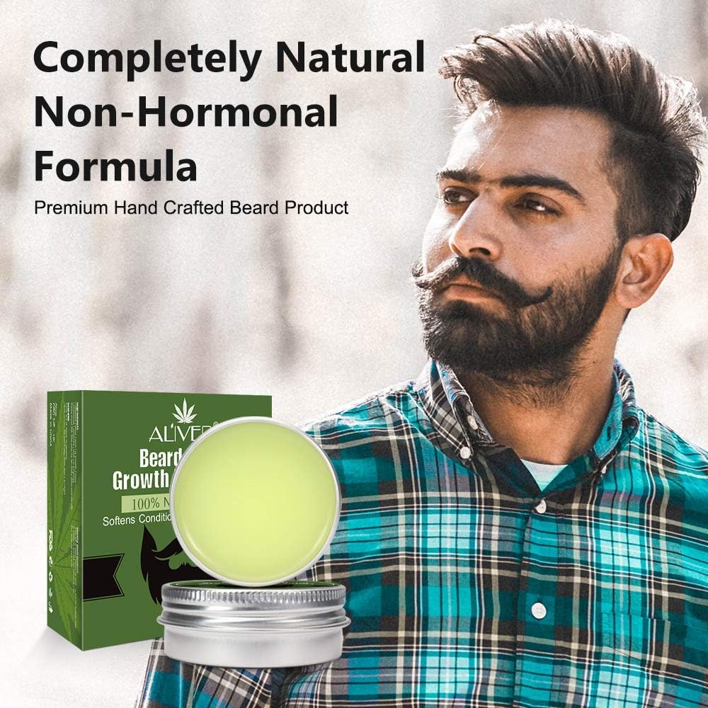 Beard Balm for Men Care All Natural Beard Conditioner, Style Shape and Moisturize Soften Condition Style Beard Mustache & Skin Stimulated Beard Growth Unscented Anti-Dandruff, Great Gifts for Men