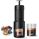 STARESSO Classic Manual Espresso Maker, 2 IN 1 Travel Coffee Machine | Compatible Ground Coffee &amp; NS Original Pods, Stainless Steel Water Chamber, Portable for Travel Camping, Manually Operated