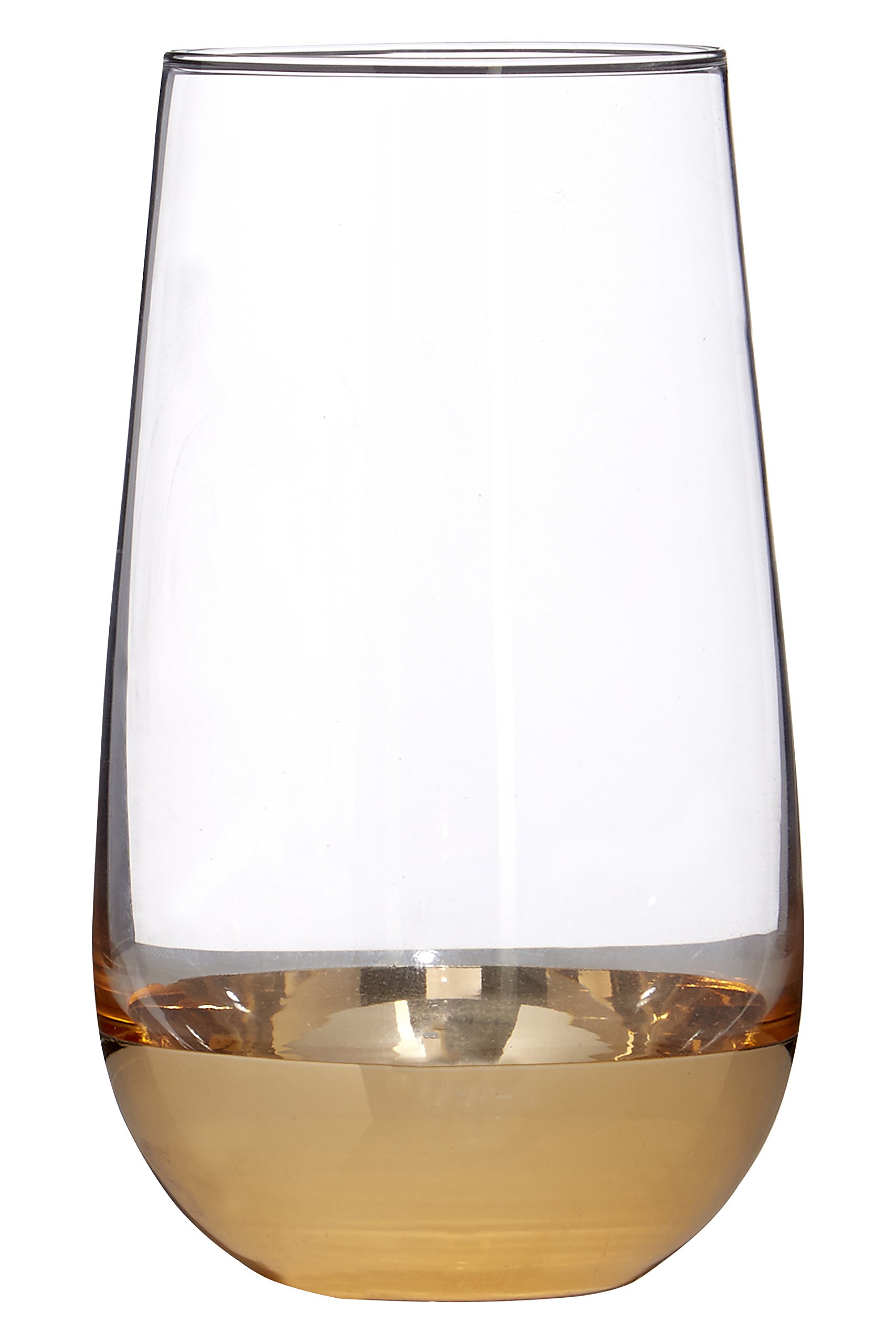 Premier Housewares Horizon Highball Glasses, Gold, 8 x 8 x 15 cm