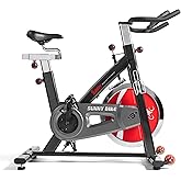 Sunny Health & Fitness Heavy-Duty Indoor Stationary Exercise Bike w/49 LB Flywheel & 275LB Capacity, 4-Way Adjustable Seat & Multi-Grip Handlebar for Cardio Training & Cycling workout at Home