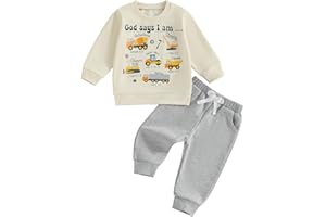 Fernvia Toddler Boy Fall Winter Clothes God Says I Am Long Sleeve Pullover Sweatshirts + Solid Joggers Pants Outfits Set