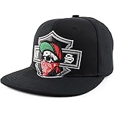 Trendy Apparel Shop Chicano Skull with Bandana Embroidered Flatbill Snapback Cap