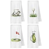 METNBASYY Retro Green Golf Kitchen Towels, Golf Lover Gifts Dish Tea Towels, Golfing Golfer Gifts for Women Men Decorative Hand Towel for Bathroom Kitchen, 16x24 Inch Set of 4