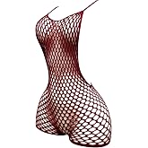 OYOANGLE Women's Fishnet Bodysuit Hollow Out Sexy Lingerie Chemise Boudoir | Sexy Halloween Costumes, Halloween Lingerie, Rave Party, Stripper Outfits, Lingerie for Women,