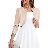 OmicGot Women's Long Sleeve Cardigan Knit Sweaters Cropped Open Front Bolero Shrug for Dresses S-XL