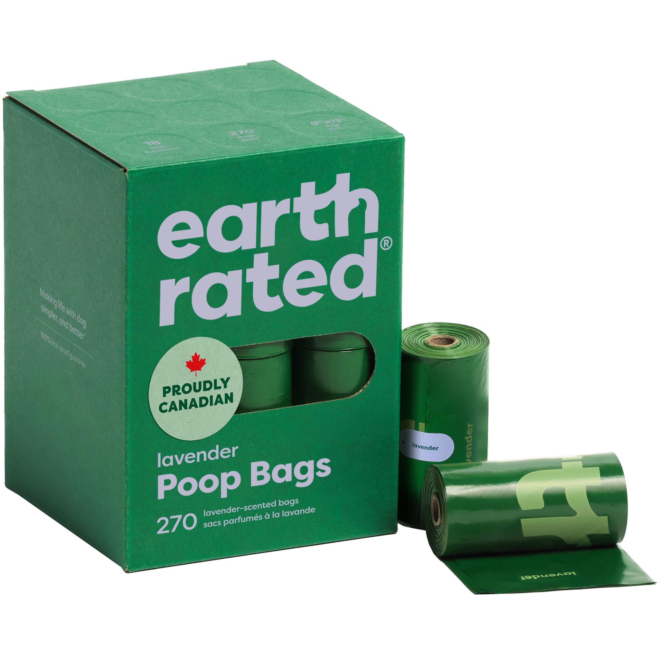 Earth Rated Dog Poo Bags, Guaranteed Leak Proof and Extra Thick Waste Bag Refill Rolls For Dogs, Lavender Scented, 270 Count