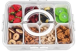 LZMYIVE Divided Serving Tray with Lid and Handle - Snackle Box Charcuterie Platter Portable Storage Organizer Container for Fruit, Candy, Veggie, Nuts, Spices& Snacks, Perfect for Party, Travel& Picnic