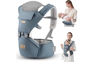 VYPERX 6-in-1 Ways Baby Carrier with Hip Seat and Lumbar Support, Newborn to Toddler, 0-36 Month, 7-33 Lb, Ergonomic All Positions Kids Carrier Soft Baby Holder Carrier with Hood for All Seasons Navy