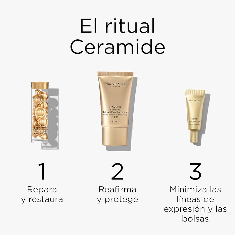 - Kit de 3 peças Lift Starter, cápsulas Advanced Ceramide Sérum, Creme de Dia Lift and Firm SPF 15 e Creme para os Olhos, Kit de Cuidados de Pele Anti-Idade Adaptado à Viagem