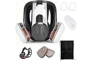 15 in 1 Reusable Full Face Mask,6800 Gas Mask Filter, 2 Filters, 10 Filter Cotton, Anti-Gas, Anti-Fog, Dust-Proof, Painting, 