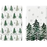 Artoid Mode Xmas Tree Merry Christmas Kitchen Towels Dish Towels, 18x26 Inch Holiday Snowflakes Winter Decoration Hand Towels Set of 2