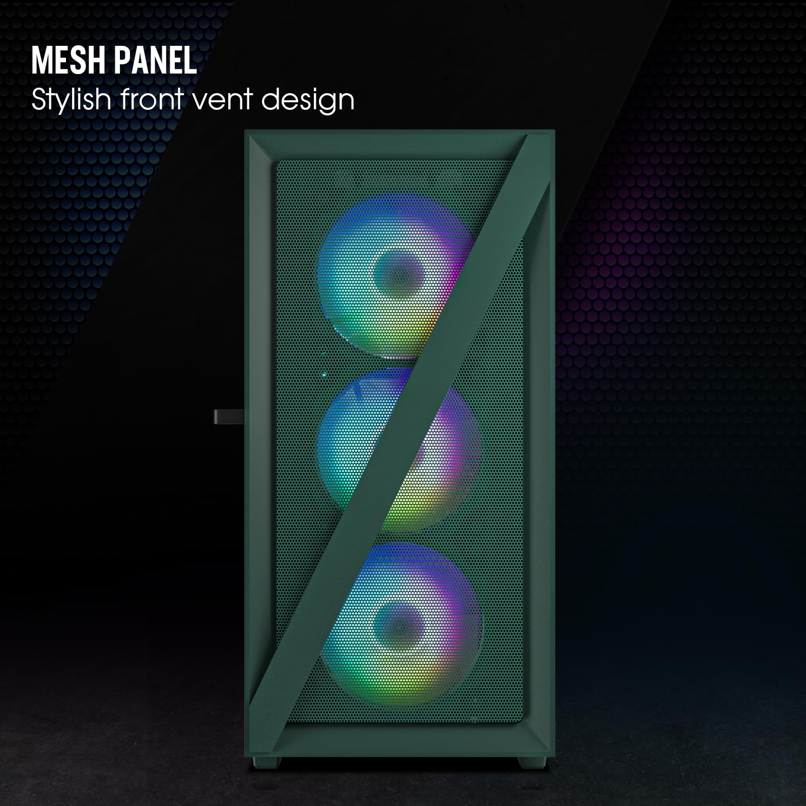 Vetroo M05 Micro ATX Computer PC Case with Door Open Tempered Glass Side Panel & Mesh Front Panel, Pre-Installed 120mm ARGB Fan in Rear, Support 240mm Radiator, Type-C Port - Army Green