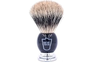 PARKER SAFETY RAZOR Parker Pure Badger Shaving Brush with Black & Chrome Handle + Stand | 22mm Knot for Cream or Soap | Handcrafted Wet Shaving Brush for Men | Premium Grooming Tool | Iconic Brand