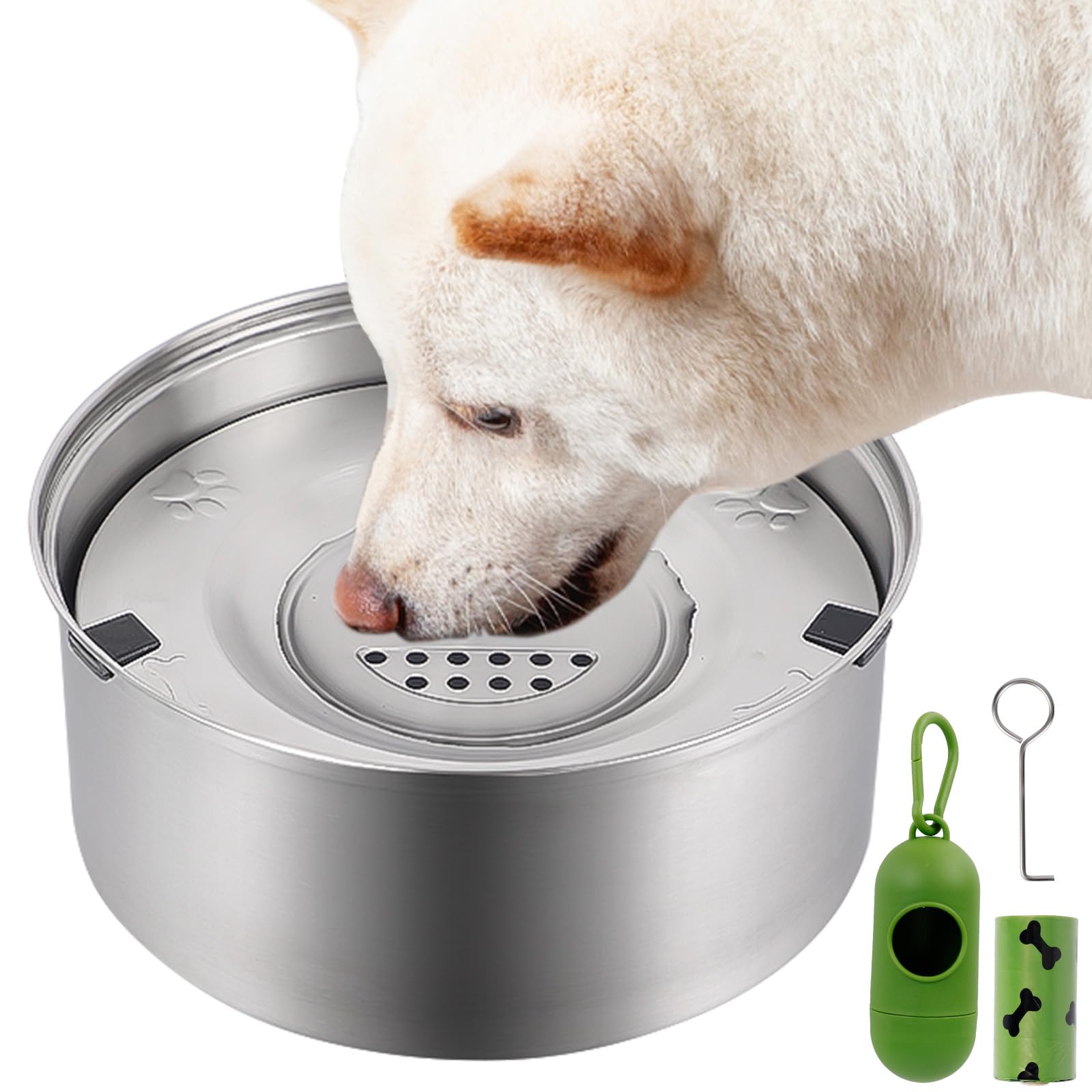 NZZVNZ Water Bowl for Dog Non Spill, 3L/101oz Stainless Steel Pet Bowl Dog Bowls Pet Water Bowl for Vehicle Carried Dogs Puppy