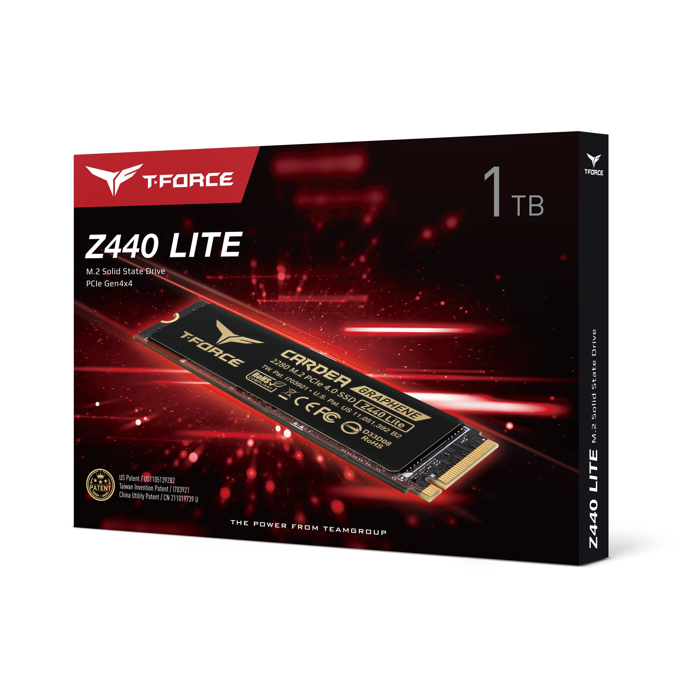 TEAMGROUP T-Force Z440 Lite 1TB TLC NAND NVMe Phison PS5021-E21T PCIe 4.0 Gen4x4 M.2 2280 Gaming SSD with Graphene Heat Spreader Works with PS5 Read/Write 5000/4200 MB/s TM8FFT001T0C129
