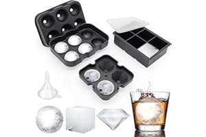 DCLOBTOP Ice Cube Trays, Silicone Ice Cube Molds for Freezer with Lid (Set of 3), 6 Ball Ice Cube Tray, 4 Diamond & 21-Ice Trays, Reusable Whiskey Ice Mold, DIY, BPA Free, Freezer…