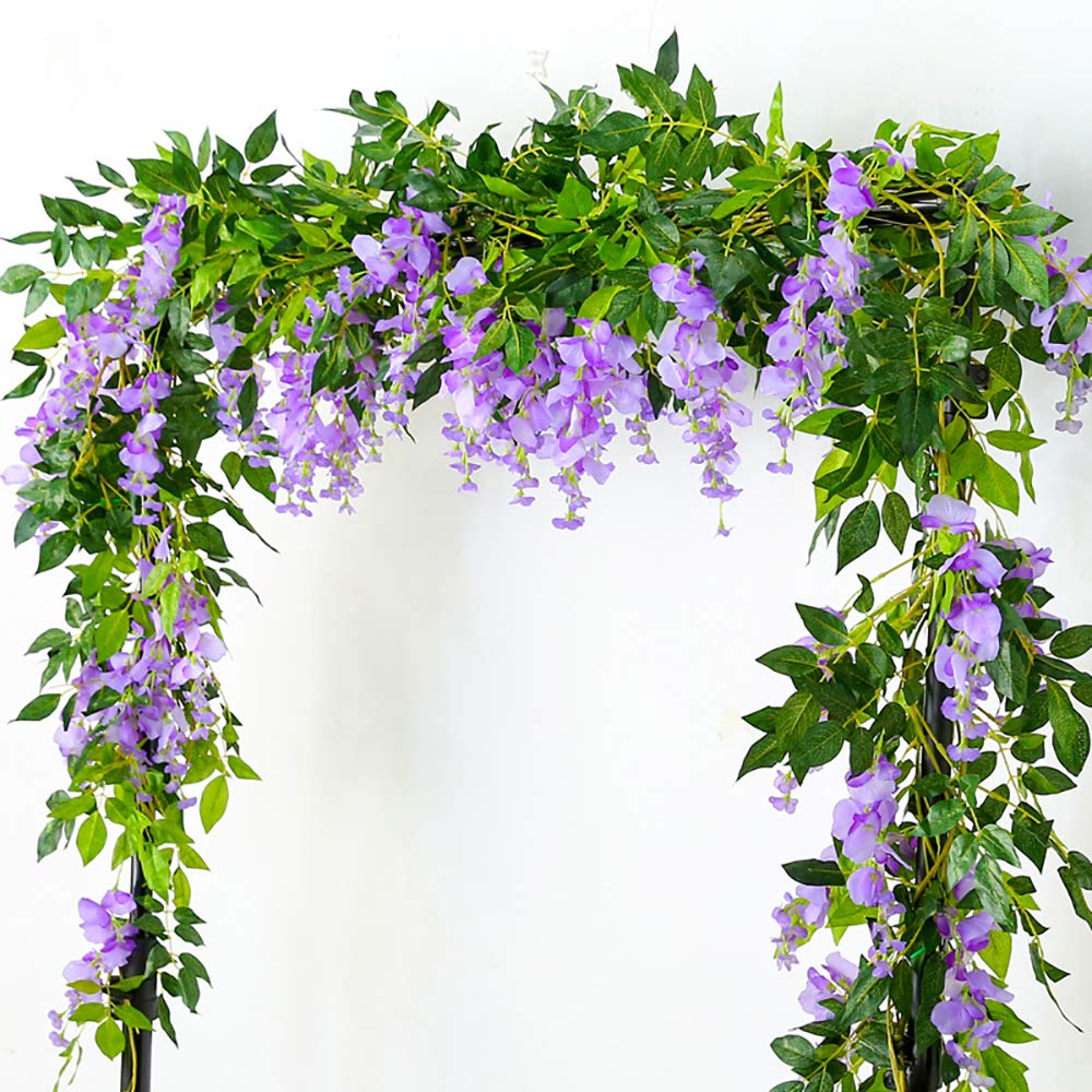 Warmiehomy Wisteria Artificial Flowers 2x7ft Wisteria Hanging Vine Garland Fake Flowers Garlands DIY Flower Decoration for Ceremony Hone Wedding Christmas & New Year Party Decoration Purple