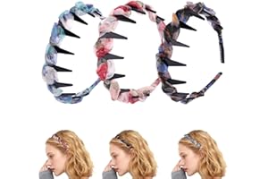 3pcs Vintage High Cranium Hairbands, Decorative Elegant Headbands for Women and Girls Hairs Bands with Teeth Hoop for Party D