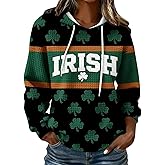 St Patricks Day Sweatshirt for Women Funny Shamrock Print Hoodie Casual Cute St. Patrick's Day Long Sleeve Shirt