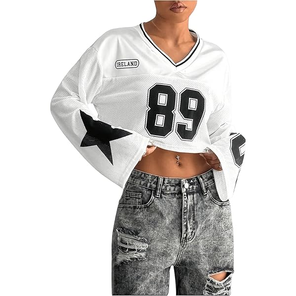 Verdusa Women's Y2K Cropped Jersey Shirt Summer Crop Tops Half