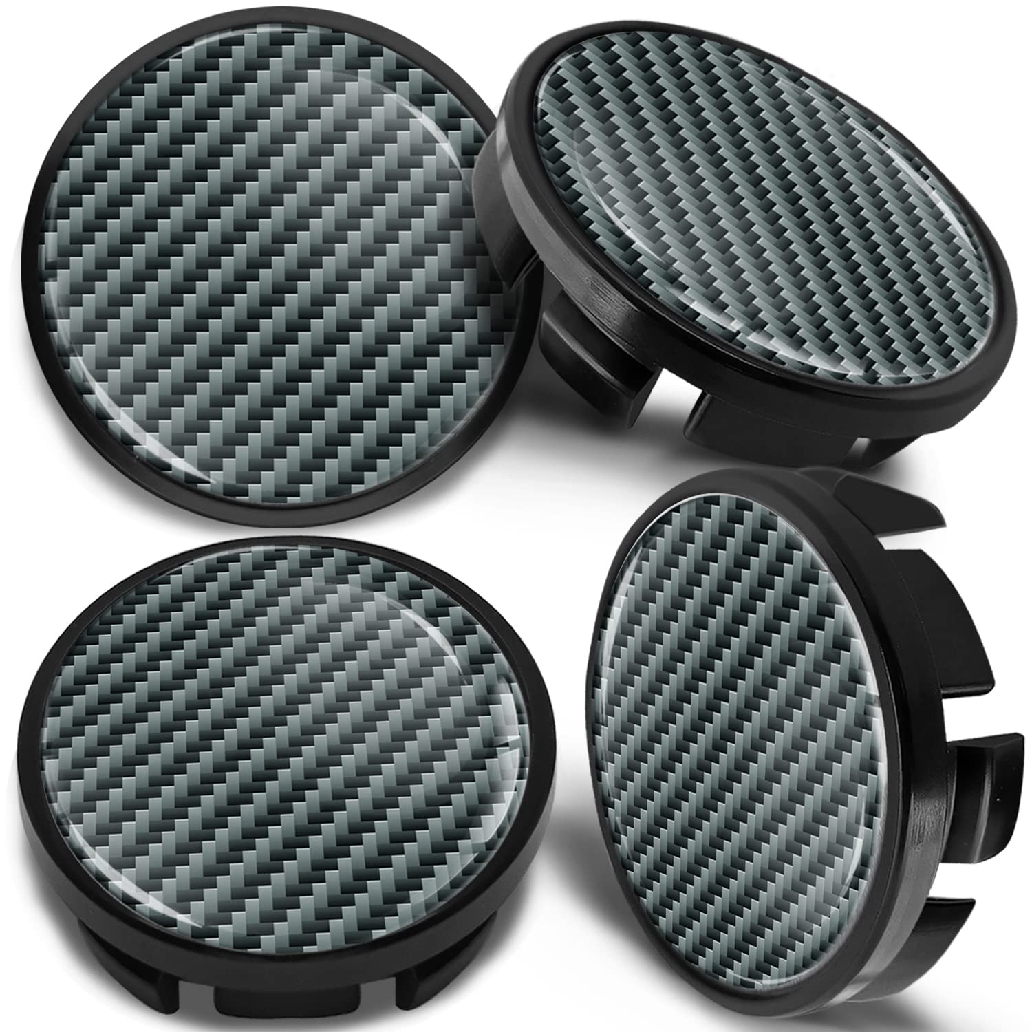 SkinoEu 4 x 65mm Wheel Centre Alloy Hub Center Caps Compatible with VW 3B7 601 171 / 6U7 601 171 Black Hubcaps CV 12