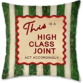 GWATCSM Funny Funky Humorous Green Striped Pillow Cover 18x18 | This is a High Class Joint Act Accordingly Sarcastic Decorative Pillow Cover Pillowcase for Home Bedroom Living Room