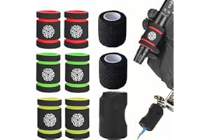 ATOMUS Tattoo Grip Cover Pen Warp 2pcs Tattoo Bandage 6pcs Memory Foam Sponge Grip Cover 1pc Silicone Tattoo Tube Grips for T