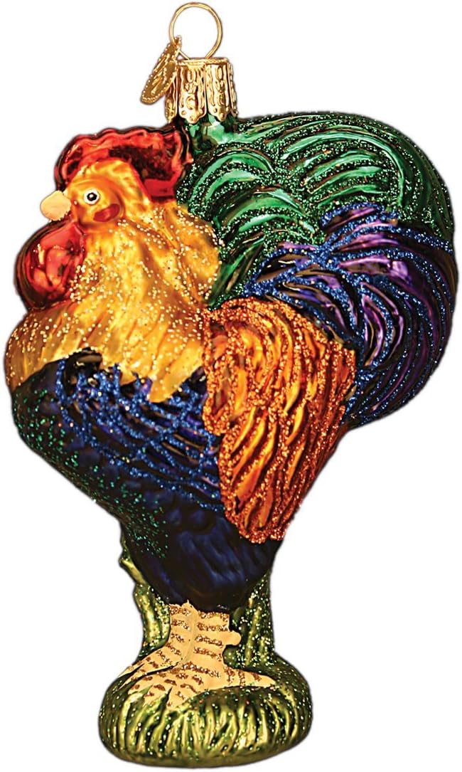 Ornaments - Old World Christmas Farm Animals Glass Blown Ornaments for Christmas Tree Heirloom Rooster
