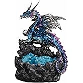 ICE ARMOR 5.5" H Blue Dragon on Faux Crystal Cave Figurine Statue Sculpture Ornament Decor for Housewarming, Holidays, Christmas for Men/Women