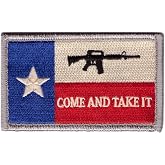 Original Come Take It Texas Flag [ Hook Fastener 3.0 x 2.0 inches Patch TX06] 2 PIECE for Jackets, Vests, Hats, Backpacks, and Tactical Gears.